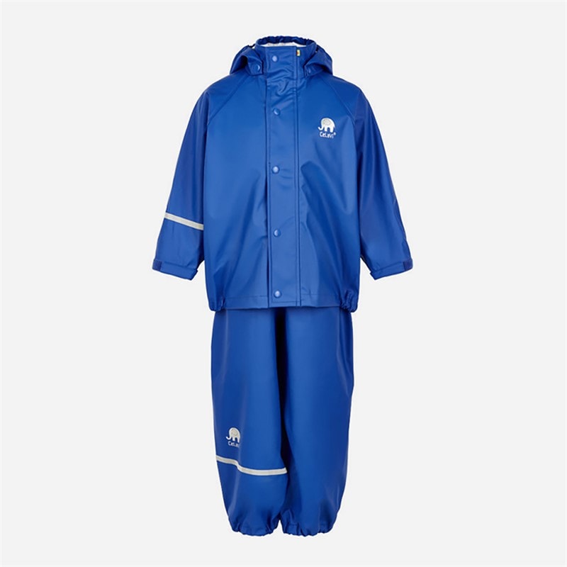 Celavi Kinderen Effen PU Basic Regenpak Oceaan Blauw Oceanblue