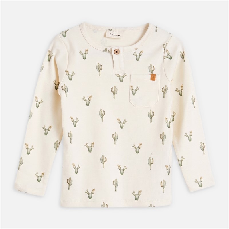 Lil' Atelier Jongens Layo Cactus Lange Mouwen Top Coconut Milk