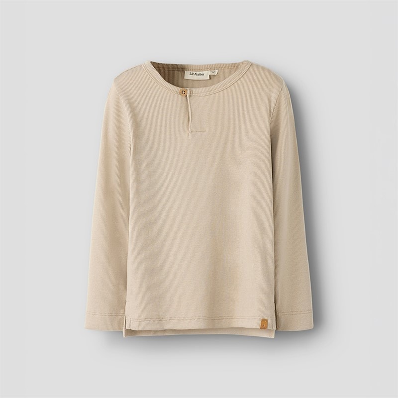 Lil' Atelier Jongens Lago Lange Mouw Top Oxford Tan