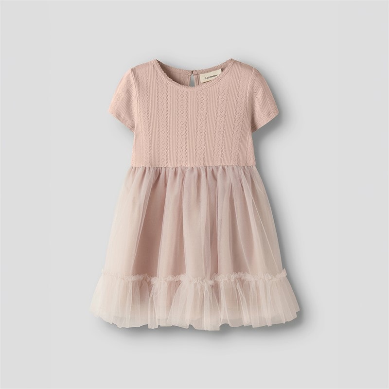 Lil' Atelier Meisjes Fanella Tule Jurk Peach Whip