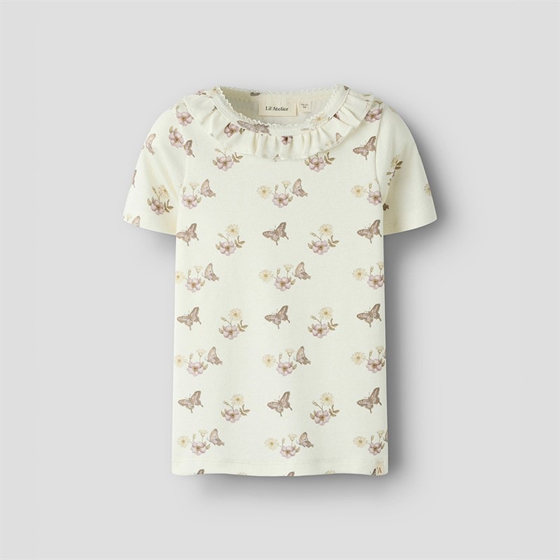 Lil' Atelier Meisjes Layo Korte Mouw T-shirt Coconut Milk