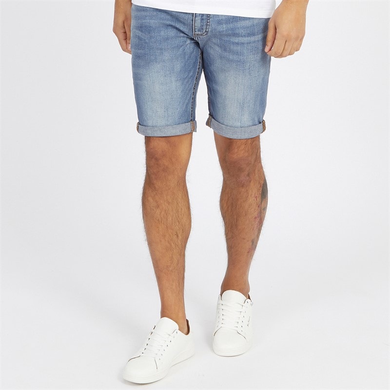 Duck And Cover Herenshorts van Zeki Denim Stonewash
