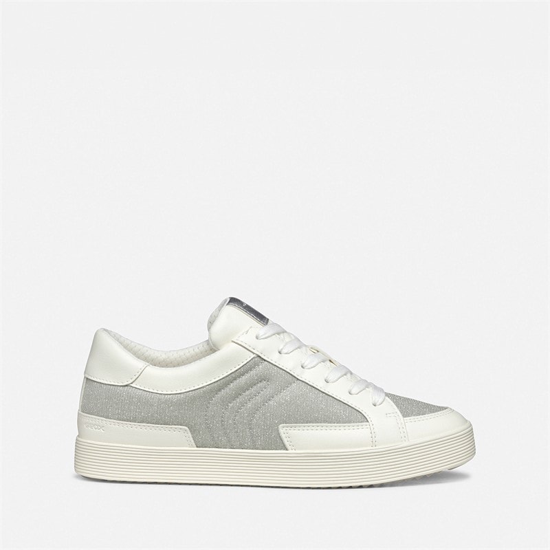 GEOX Dames Blomiee Metallic Sneakers Silver/Optic White