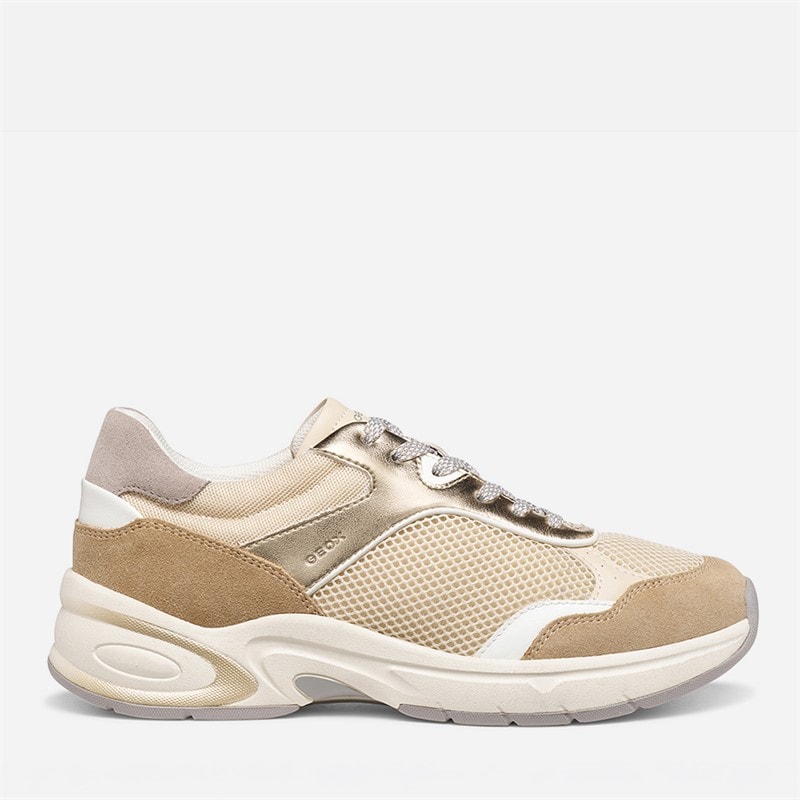 GEOX Dames Zarvia Sneakers Papyrus/Wit