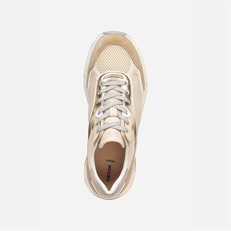 GEOX Dames Zarvia Sneakers Papyrus/Wit - Afbeelding 4
