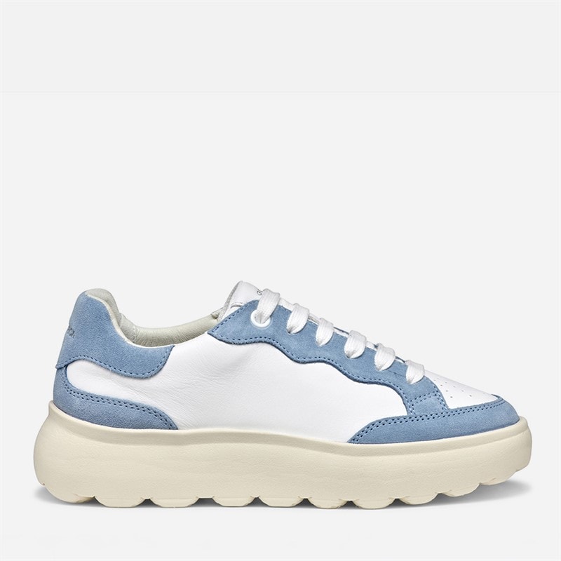 GEOX Dames Spherica EC4.1 Trainers Wit/Lichtblauw Wit/Lt Blue