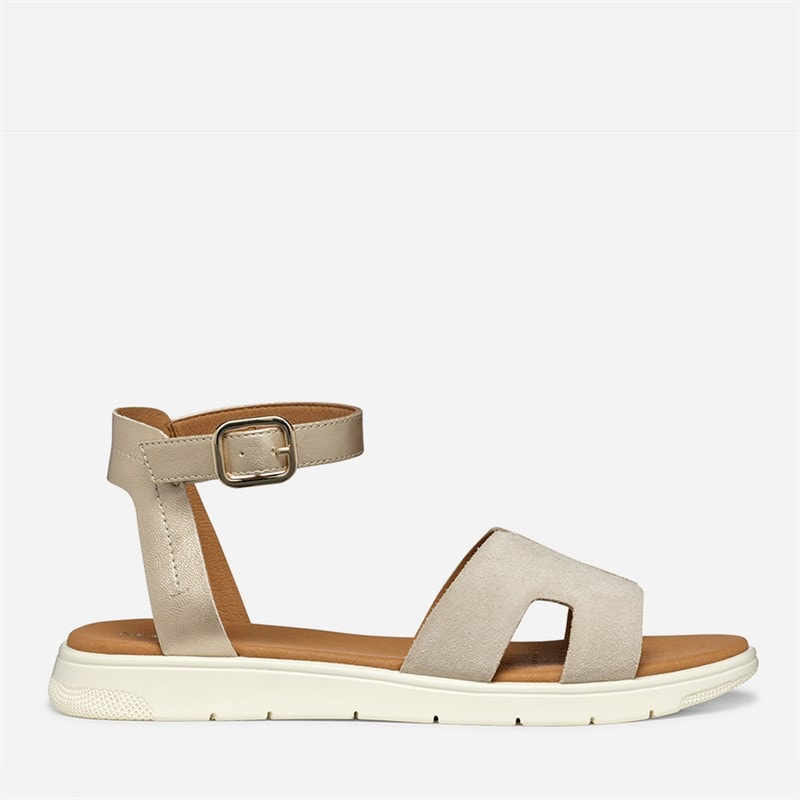 GEOX Dames Dandora Enkelband Sandalen Licht Goud/Licht Taupe Lt Gold/Lt Taupe