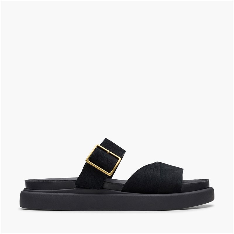 Clarks Dames Aristella D-Fit Slippers Zwart