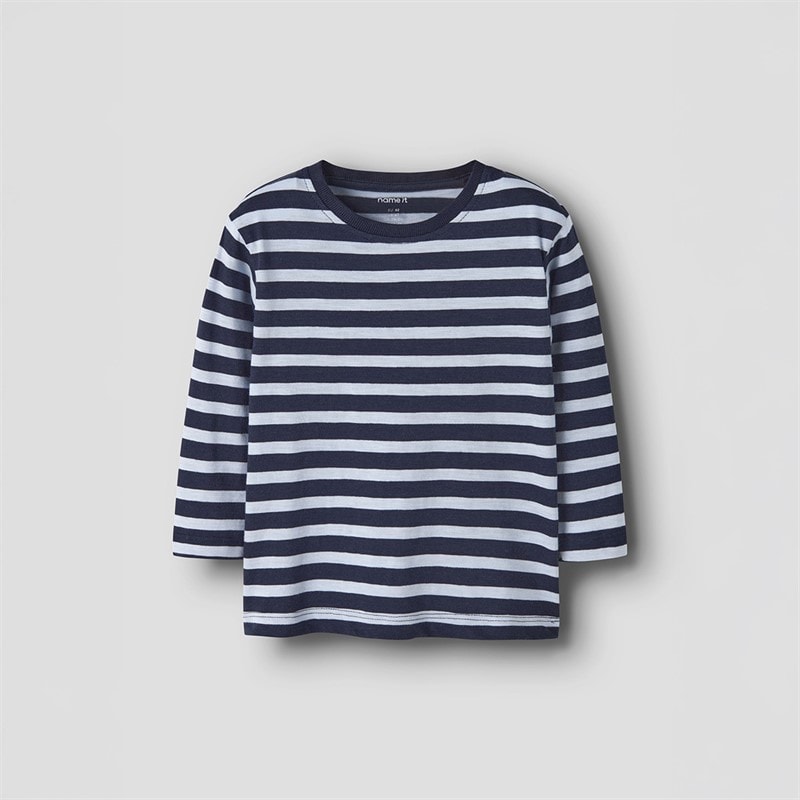 Name It Jongens Mini Vaksel Cloud Dancer Lange Mouw T-shirt Navy Blazer