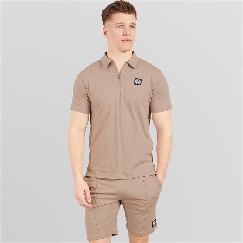 Henleys Heren Henychill Poloshirt En Shorts Set Taupe