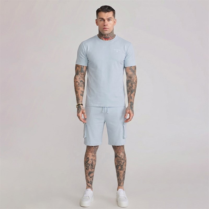 SikSilk Heren T-shirt En Shorts Set Blauw