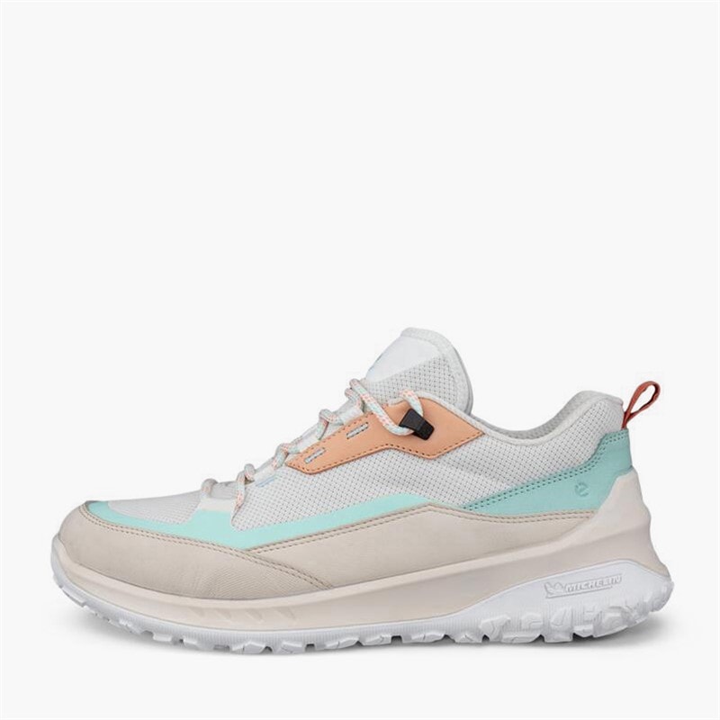 ECCO Dames ULT TRN Nubuck Waterdichte Wandelsneakers Limestone/Bright White