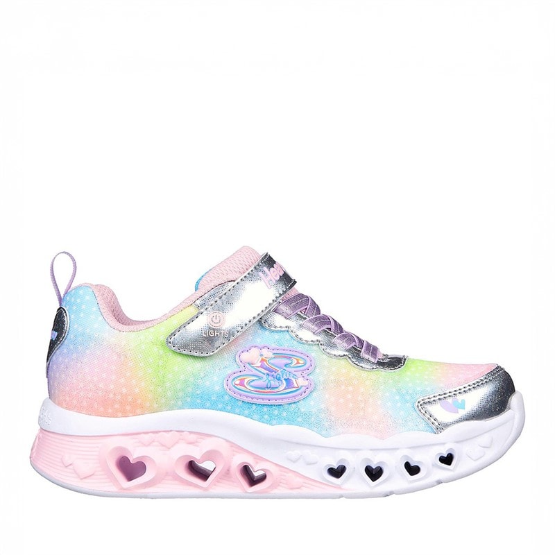 SKECHERS Meisjes Flutter Heart Lights Simply Love Sneakers Zilver